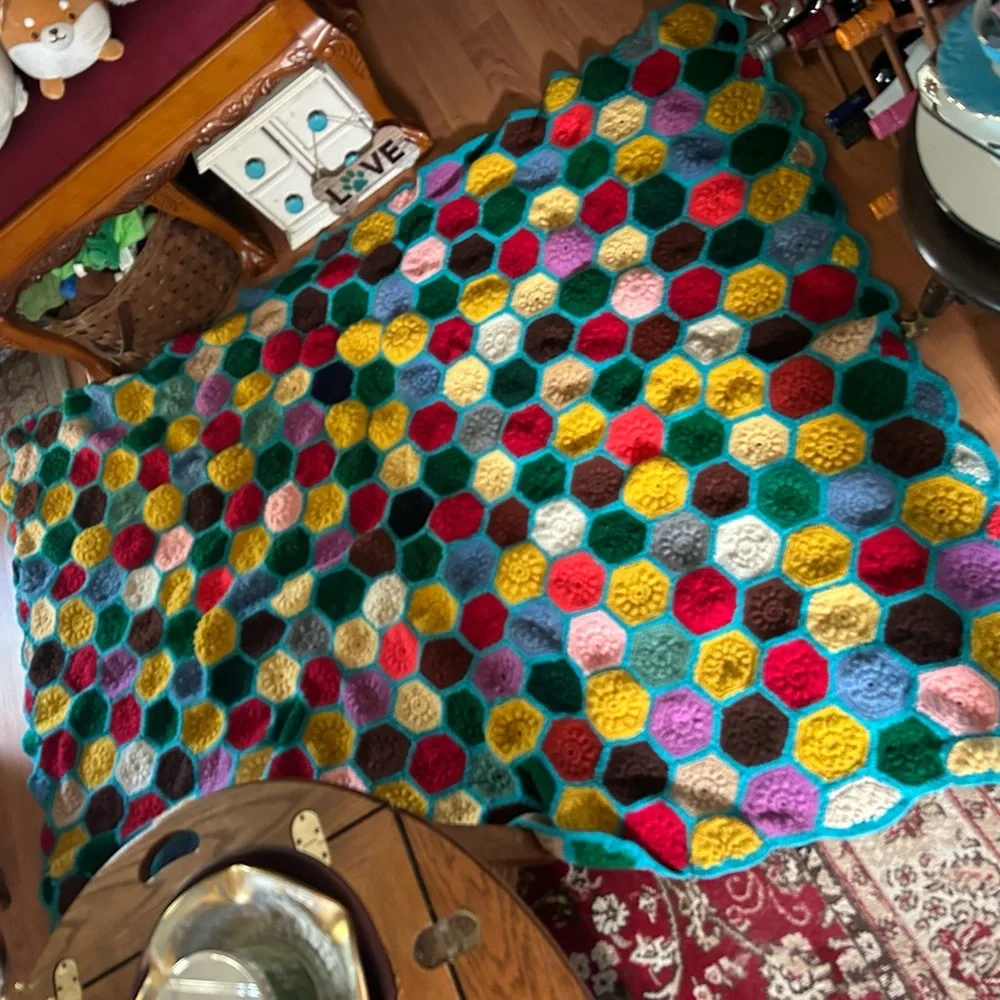 Vintage Crochet Hexagon Afghan